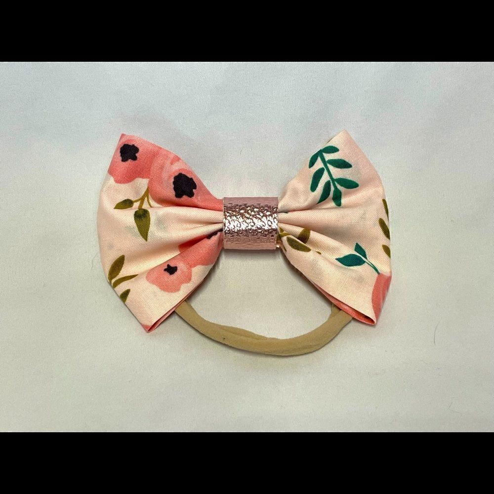Handmade Floral Bow on stretch headband